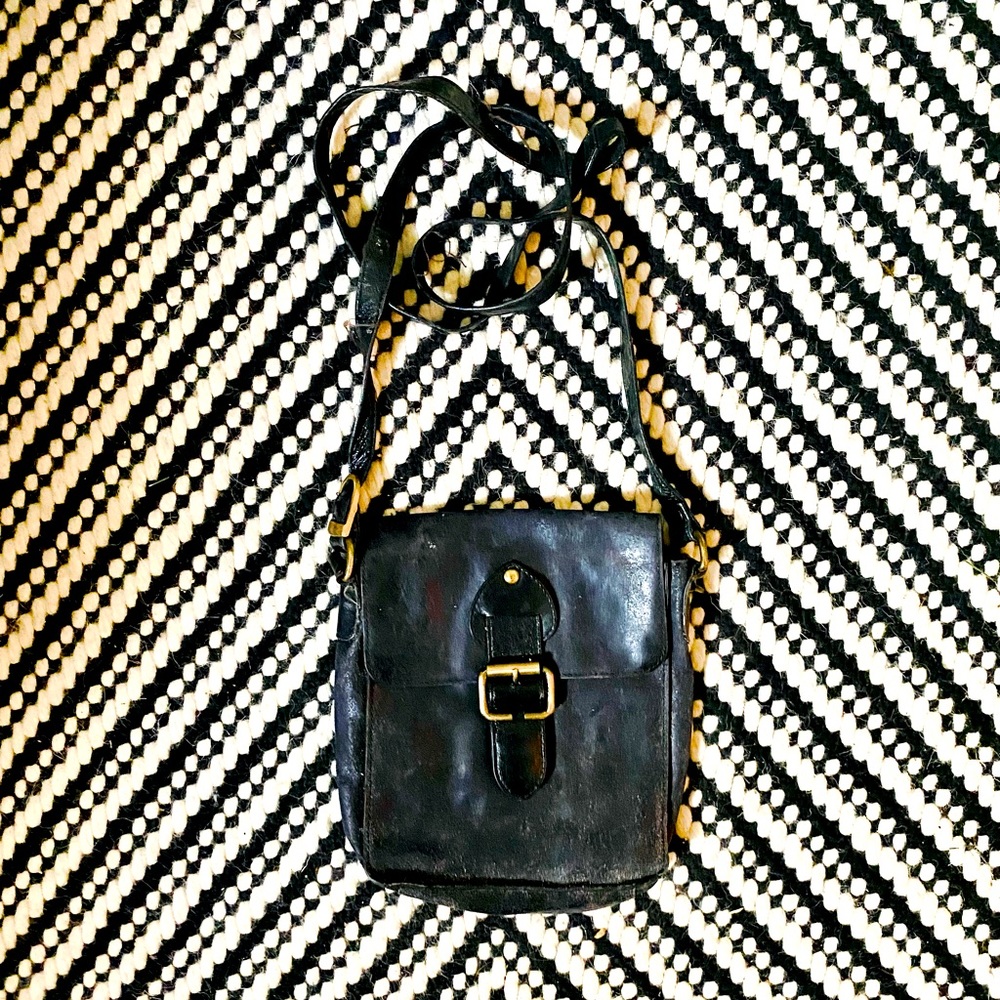 Vintage Black Leather Shoulder Bag
